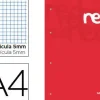 BLOC ENCOLADO LIDERPAPEL CUADRO 5 MM ROJO A4 NATURAL 100 HOJAS 100 G/M2