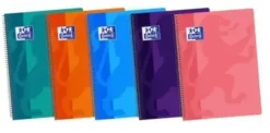 BLOC ESPIRAL OXFORD TAPA PLASTICO COLORES TENDENCIA OPTIK PAPER FOLIO 80 HOJAS 90 GR CUADROS 4 MM
