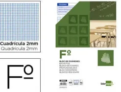 BLOC EXAMENES LIDERPAPEL CUADRO 2MM FOLIO 40 HOJAS 60G/M2