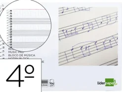 BLOC MUSICA LIDERPAPEL COMBI PENTAGRAMA CUADRICULADO 2,5MM CUARTO 20 HOJAS 100G/M2