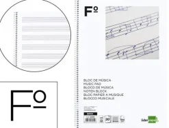 BLOC MUSICA LIDERPAPEL PENTAGRAMA 3MM FOLIO 20 HOJAS 100G/M2