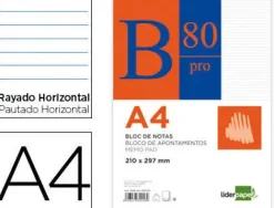BLOC NOTAS LIDERPAPEL HORIZONTAL A4 80 HOJAS 60G/M2 ENCOLADO