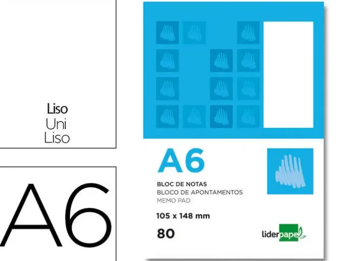 BLOC NOTAS LIDERPAPEL LISO A6 80 HOJAS 60G/M2 PERFORADO