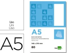 BLOC NOTAS LIDERPAPEL LISO A5 80 HOJAS 60G/M2 PERFORADO