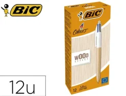 BOLIGRAFO BIC CUATRO COLORES WOOD CAJA DE 12 UNIDADES COLORES SURTIDOS