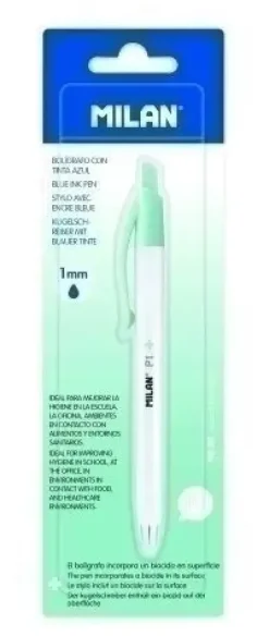 BOLIGRAFO MILAN P1 RETRACTIL ANTIBACTERIANO TINTA AZUL BLISTER DE 1