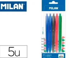 BOLIGRAFO MILAN P1 RETRACTIL 1 MM TOUCH BLISTER DE 5 UNIDADES COLORES SURTIDOS