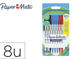 BOLIGRAFO PAPER MATE KILOMETRICO PUNTA 1 MM PLASTICO RECICLADO 80% BLISTER DE 3 NEGROS / 3