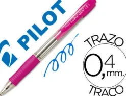 BOLIGRAFO PILOT SUPER GRIP ROSA RETRACTIL SUJECION DE CAUCHO TINTA BASE DE ACEITE