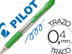 BOLIGRAFO PILOT SUPER GRIP VERDE CLARO RETRACTIL SUJECION DE CAUCHO TINTA BASE DE ACEITE