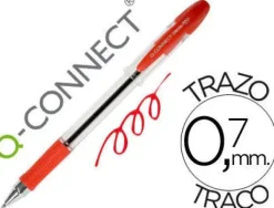 BOLIGRAFO Q-CONNECT DELTA ROJO -SUJECION DE CAUCHO -CON CAPUCHON