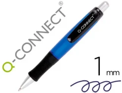 BOLIGRAFO Q-CONNECT PREMIUM RETRACTIL CON SUJECION DE CAUCHO COLOR AZUL PUNTA 1 MM