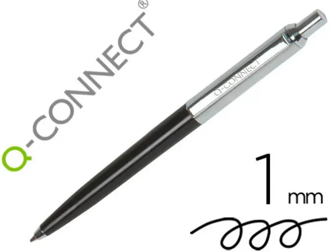 BOLIGRAFO Q-CONNECT PREMIUM METALICO RETRACTIL CON CLIP COLOR NEGRO PUNTA 1 MM
