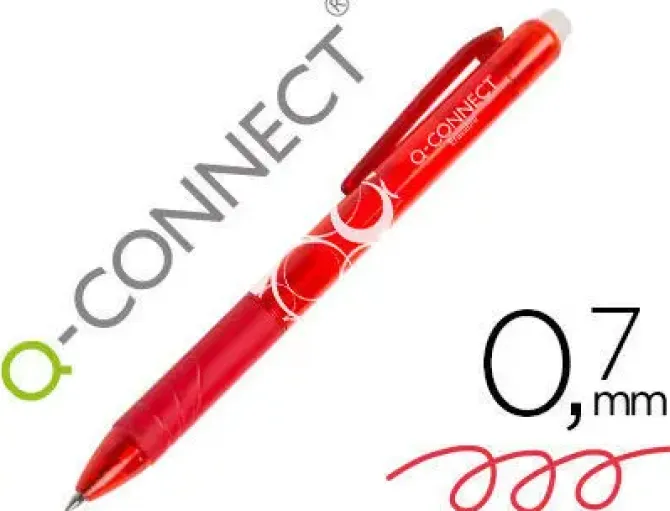 BOLIGRAFO Q-CONNECT RETRACTIL BORRABLE 0,7 MM COLOR ROJO