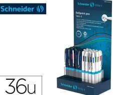 BOLIGRAFO SCHNEIDER TAKE 4 RECICLADO 92% CUATRO COLORES EXPOSITOR DE 36 UNIDADES 160X100X305 MM