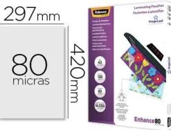 BOLSA DE PLASTIFICAR FELLOWES BRILLO DIN A3 80 MICRAS PACK 100 UNIDADES