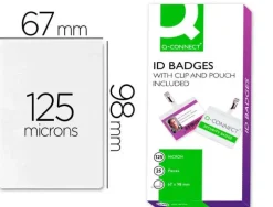 BOLSA DE PLASTIFICAR Q-CONNECT 67X98 MM 125 MC CON CLIP PARA TARJETAS DE VISITA CAJA DE 25 UNIDADES