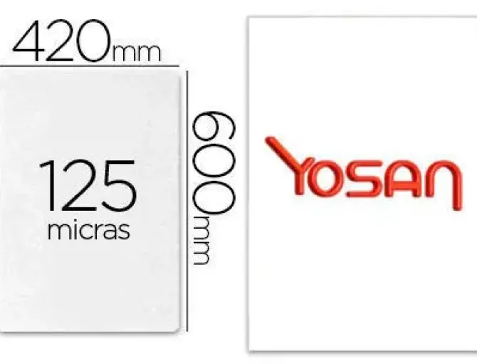 BOLSA DE PLASTIFICAR YOSAN BRILLO 420 X 600 MM 125 MC DIN A2 CAJA DE 100 UNIDADES