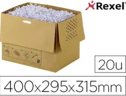 BOLSA DE RESIDUOS REXEL RECICLABLE PARA DESTRUCTORA AUTO+300X CAPACIDAD 40 L PACK DE 20 UNIDADES 400X295X315 MM