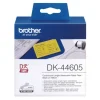 BROTHER DK44605 - ETIQUETAS REMOVIBLES ORIGINALES DE TAMAÑO PERSONALIZADO - ANCHO 62MM X 30,48 METROS - TEXTO NEGRO SOBRE FONDO AMARILLO