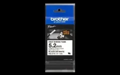 BROTHER HSE211E CINTA TUBO TERMORRETRACTIL ORIGINAL DE ETIQUETAS PARA CABLES - TEXTO NEGRO SOBRE FONDO BLANCO - ANCHO 5.2MM X 1.5 METROS - CABLE RECOMENDADO Ø 0.8MM A 3.1MM