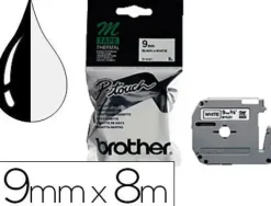 BROTHER MK221BZ CINTA NO LAMINADA ORIGINAL DE ETIQUETAS - TEXTO NEGRO SOBRE FONDO BLANCO - ANCHO 9MM X 8 METROS