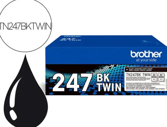 BROTHER TN247 NEGRO PACK DE 2 CARTUCHOS DE TONER ORIGINALES - TN247BKTWIN