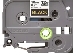 BROTHER TZE344 CINTA LAMINADA ORIGINAL DE ETIQUETAS - TEXTO DORADO SOBRE FONDO NEGRO - ANCHO 18MM X 8 METROS