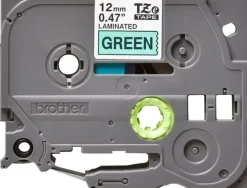 BROTHER TZE731 CINTA LAMINADA ORIGINAL DE ETIQUETAS - TEXTO NEGRO SOBRE FONDO VERDE - ANCHO 12MM X 8 METROS