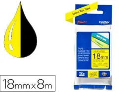BROTHER TZE641 CINTA LAMINADA ORIGINAL DE ETIQUETAS - TEXTO NEGRO SOBRE FONDO AMARILLO - ANCHO 18MM X 8 METROS