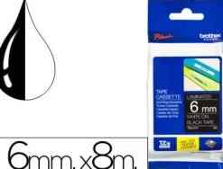 BROTHER TZE315 CINTA LAMINADA ORIGINAL DE ETIQUETAS - TEXTO BLANCO SOBRE FONDO NEGRO - ANCHO 6MM X 8 METROS