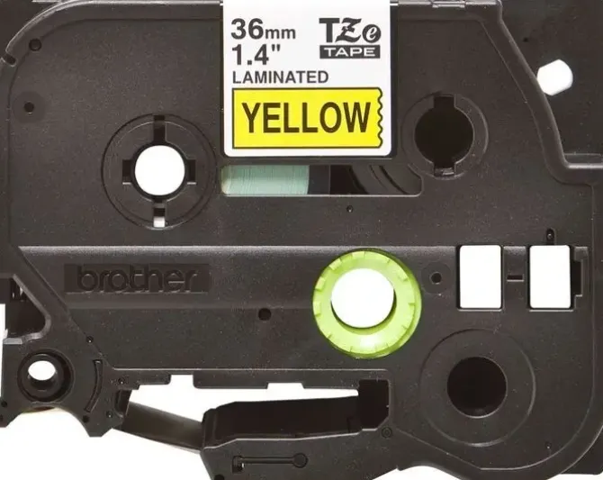 BROTHER TZE661 CINTA LAMINADA ORIGINAL DE ETIQUETAS - TEXTO NEGRO SOBRE FONDO AMARILLO - ANCHO 36MM X 8 METROS