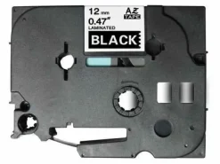 BROTHER TZE335 CINTA LAMINADA GENERICA DE ETIQUETAS - TEXTO BLANCO SOBRE FONDO NEGRO - ANCHO 12MM X 8 METROS