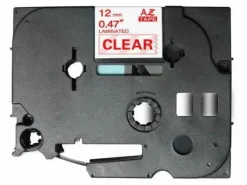 BROTHER TZE132 CINTA LAMINADA GENERICA DE ETIQUETAS - TEXTO ROJO SOBRE FONDO TRANSPARENTE - ANCHO 12MM X 8 METROS