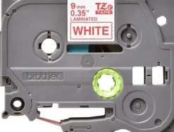 BROTHER TZE222 CINTA LAMINADA ORIGINAL DE ETIQUETAS - TEXTO ROJO SOBRE FONDO BLANCO - ANCHO 9MM X 8 METROS