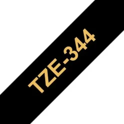 BROTHER TZE344 CINTA LAMINADA GENERICA DE ETIQUETAS - TEXTO DORADO SOBRE FONDO NEGRO - ANCHO 18MM X 8 METROS