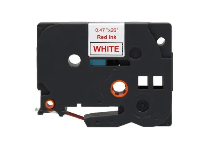 BROTHER TZE232 CINTA LAMINADA GENERICA DE ETIQUETAS - TEXTO ROJO SOBRE FONDO BLANCO - ANCHO 12MM X 8 METROS