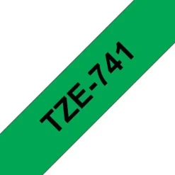BROTHER TZE741 CINTA LAMINADA GENERICA DE ETIQUETAS - TEXTO NEGRO SOBRE FONDO VERDE - ANCHO 18MM X 8 METROS