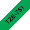 BROTHER TZE751 CINTA LAMINADA GENERICA DE ETIQUETAS - TEXTO NEGRO SOBRE FONDO VERDE - ANCHO 24MM X 8 METROS