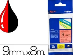 BROTHER TZE421 CINTA LAMINADA ORIGINAL DE ETIQUETAS - TEXTO NEGRO SOBRE FONDO ROJO - ANCHO 9MM X 8 METROS