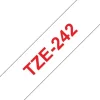 BROTHER TZE242 CINTA LAMINADA GENERICA DE ETIQUETAS - TEXTO ROJO SOBRE FONDO BLANCO - ANCHO 18MM X 8 METROS