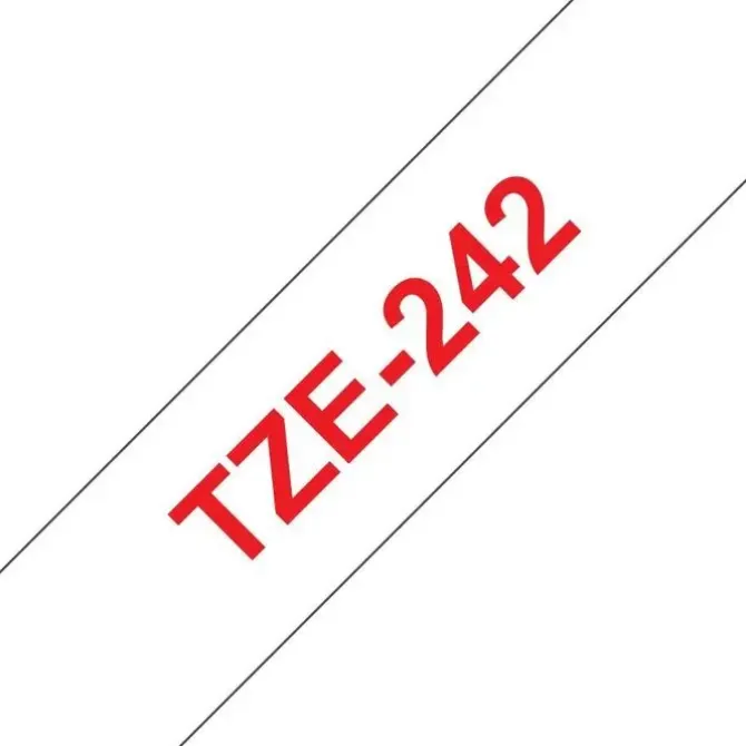 BROTHER TZE242 CINTA LAMINADA GENERICA DE ETIQUETAS - TEXTO ROJO SOBRE FONDO BLANCO - ANCHO 18MM X 8 METROS