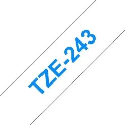 BROTHER TZE243 CINTA LAMINADA GENERICA DE ETIQUETAS - TEXTO AZUL SOBRE FONDO BLANCO - ANCHO 18MM X 8 METROS