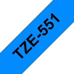 BROTHER TZE551 CINTA LAMINADA GENERICA DE ETIQUETAS - TEXTO NEGRO SOBRE FONDO AZUL - ANCHO 24MM X 8 METROS