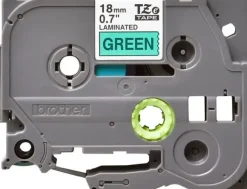 BROTHER TZE741 CINTA LAMINADA ORIGINAL DE ETIQUETAS - TEXTO NEGRO SOBRE FONDO VERDE - ANCHO 18MM X 8 METROS