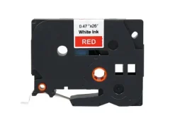 BROTHER TZE435 CINTA LAMINADA GENERICA DE ETIQUETAS - TEXTO BLANCO SOBRE FONDO ROJO - ANCHO 12MM X 8 METROS