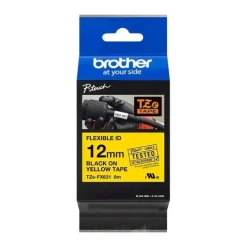 BROTHER TZEFX631 CINTA LAMINADA FLEXIBLE ORIGINAL DE ETIQUETAS - TEXTO NEGRO SOBRE FONDO AMARILLO - ANCHO 12MM X 8 METROS