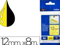 BROTHER TZES631 CINTA LAMINADA SUPER ADHESIVA ORIGINAL DE ETIQUETAS - TEXTO NEGRO SOBRE FONDO AMARILLO - ANCHO 12MM X 8 METROS