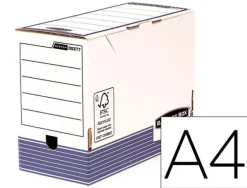 CAJA ARCHIVO DEFINITIVO FELLOWES A4 CARTON RECICLADO 100% LOMO 150 MM MONTAJE AUTOMATICO COLOR AZUL