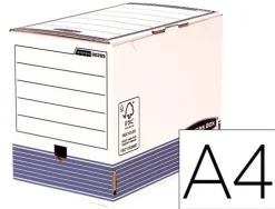 CAJA ARCHIVO DEFINITIVO FELLOWES A4 CARTON RECICLADO 100% LOMO 200 MM MONTAJE AUTOMATICO COLOR AZUL